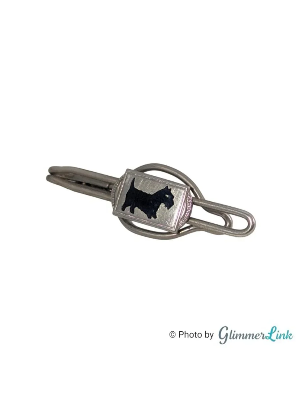 Vintage Junior Scottie Dog Original Card Silver Tone Tie Clip Collar Clip Set